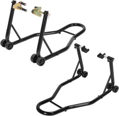 Motorcycle Black Front Rear Stand Swingarm Spool Wheel Lift Sport Bike Adjustabl