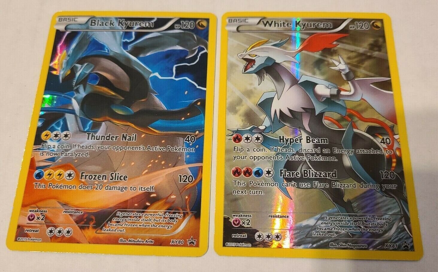 FULL ART Black + White Kyurem HOLO Pokemon XY80 XY81 Black FULL ART Black + White Kyurem HOLO Pokemon XY80 XY81 Black