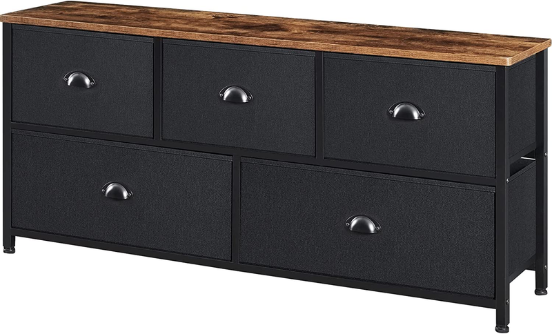 Dresser TV Stand, Entertainment Center with Fabric Drawers, 