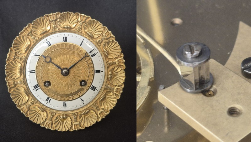 Mouvement Pendule Ã  Colonnes Suspension Couteau Kaminuhr French Clock Movement