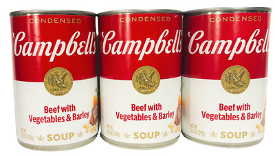 Campbell's Beef with Vegetables & Barley Condensed Soup 10.5 oz 3 Cans Campbells