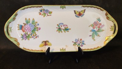 Herend Queen Victoria Sandwich Tray (Green Border)