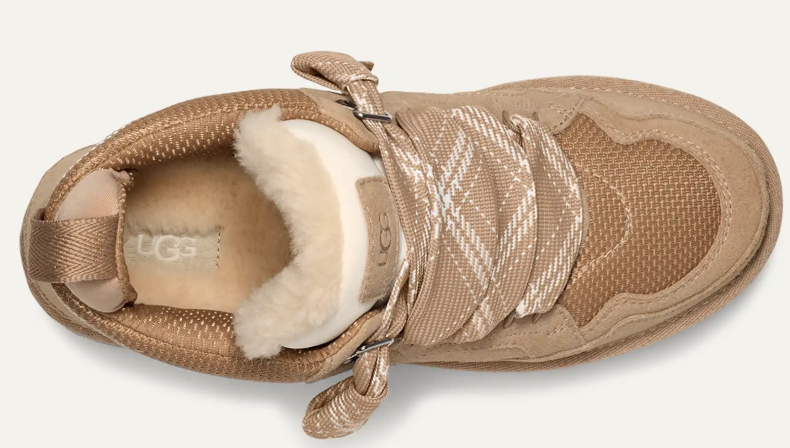 Pre-owned Ugg Women's Shoes  Lowmel Suede & Canvas High Top Sneakers 1144032 Sand Ships Now In Beige