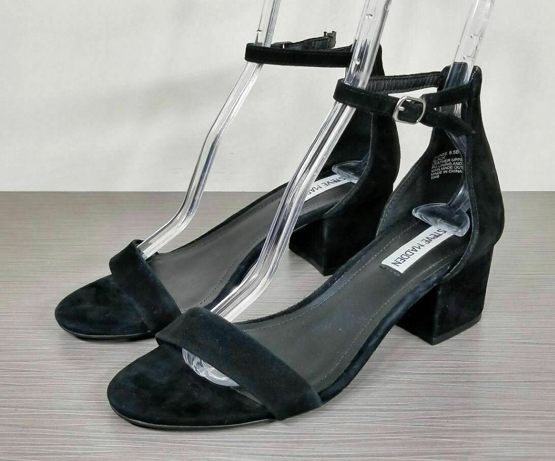 Steve Madden Irenee Ankle Strap Sandal, Black Suede, Womens Various Sizes
