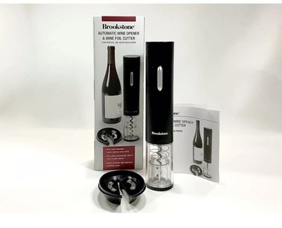 Wine Opener  Brookstone One Touch AUTOMATIC WINE OPENER & Wine Foil Cutter NIB