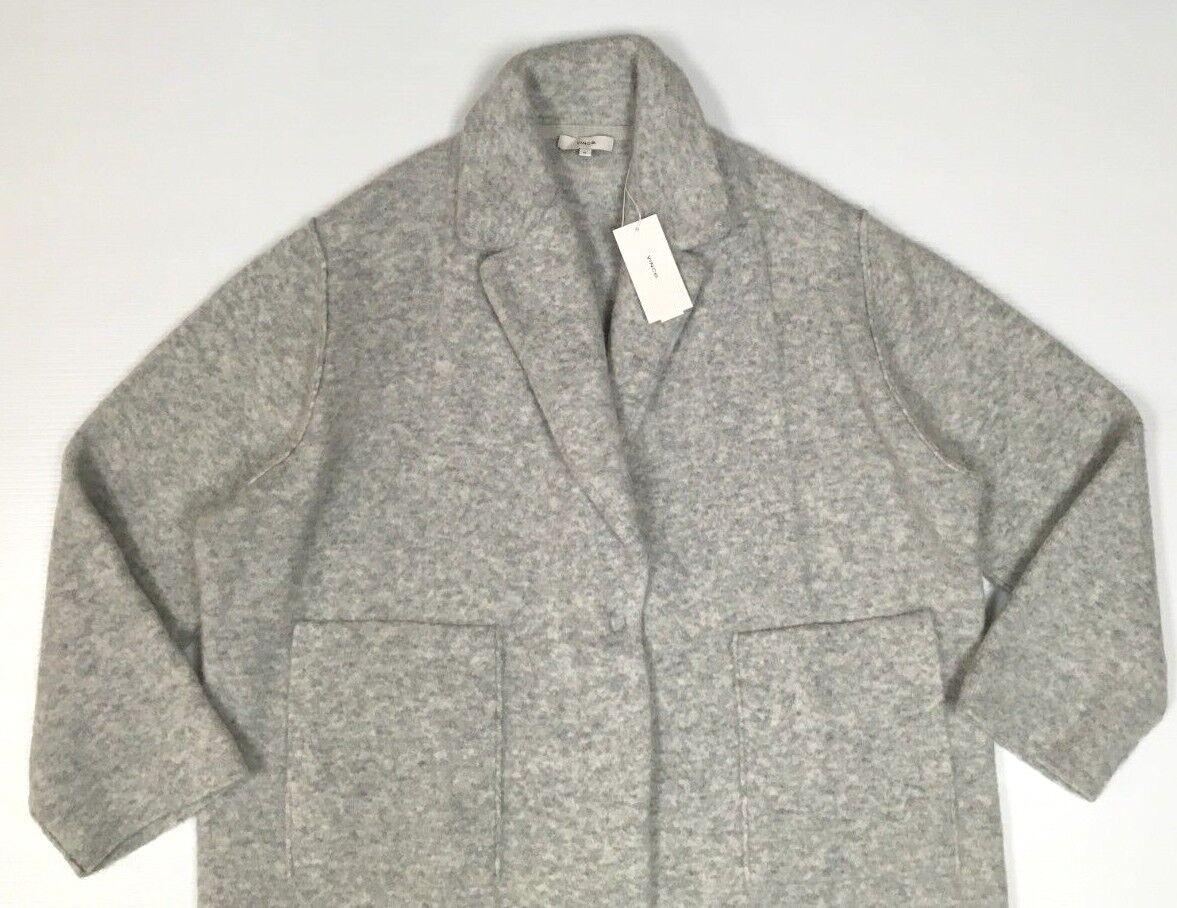 Pre-owned Vince $545  Wool Alpaca Chunky Thick Shawl Knit Sweater Cardigan Oversized Coat In Gray