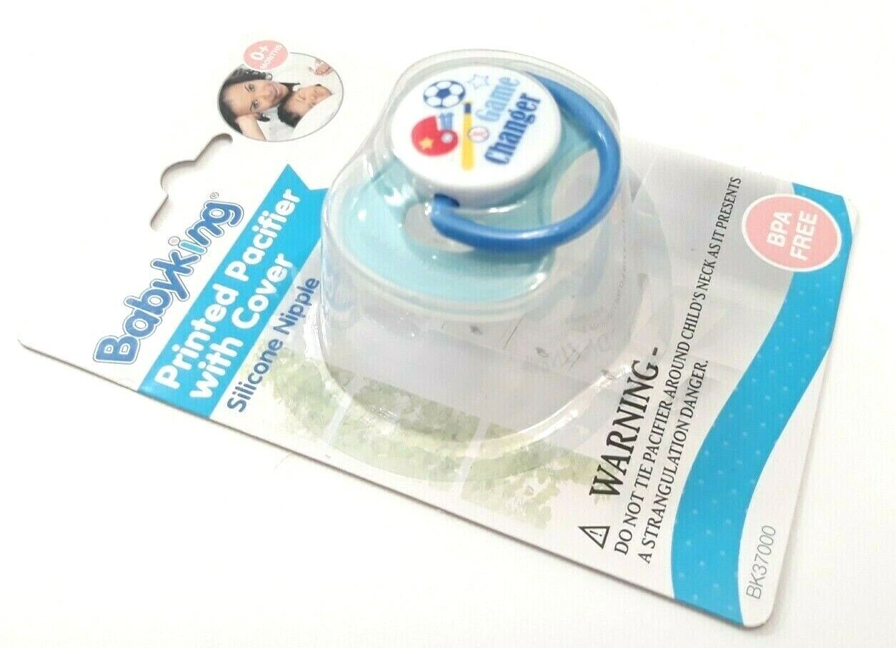 BABY KING BLUE SPORTS PACIFIER 0+ MONTHS FOOTBALL SOCCER BASEBALL GAME CHANGER