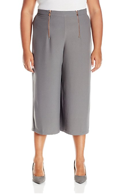 Modamix Capri Pants Minimalist Movement Crepe Culottes Gray Zipper