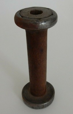 Antique Primitive Wooden Wood Spool Used with Thread Repurpose This!     V