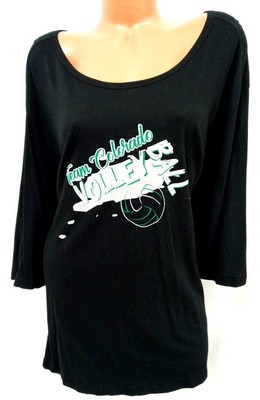 Terra & sky black team colorado volleyball scoop neck 3/4 sleeve top 2X