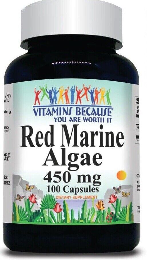 Красные морские водоросли 450 мг 100 капсул без ГМО и глютена Красные водоросли 900 мг на 2 шт.