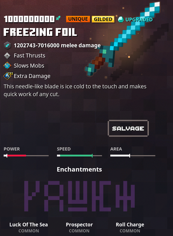 Minecraft Dungeons -Freezing Foil Unique Gilded (Xbox)(PS4)(Switch