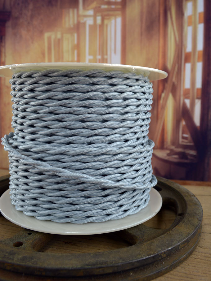 SILVER GRAY Cloth Covered Electrical Wire 25 ft Braided wire