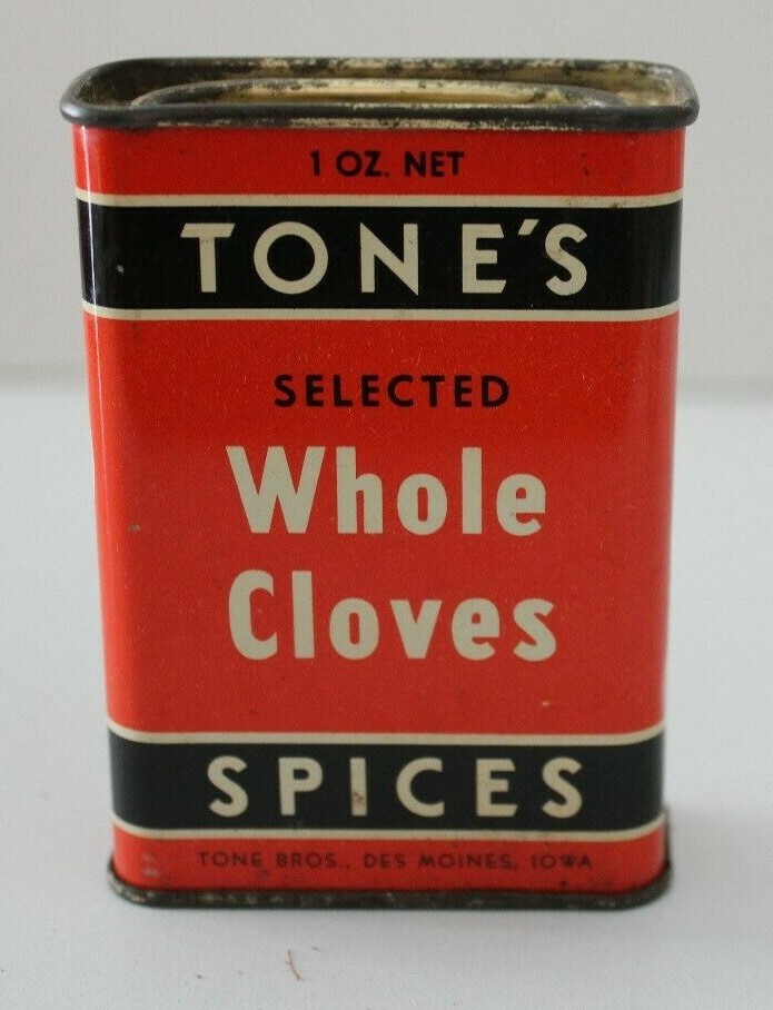 Vintage Tone's Whole Cloves Spice Tin  1 oz.  INV.PD