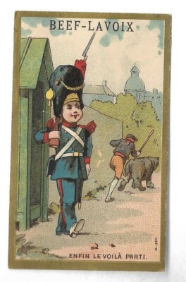 Enfin le voilà parti -- Chromo Beef-Lavoix - Trade card