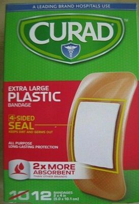 Curad (Extra) X- Large Sterile Plastic Adhesive Bandaids Bandages 2x4 Inches