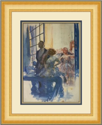 Henry Raleigh Couple on Balcony Custom Framed Print