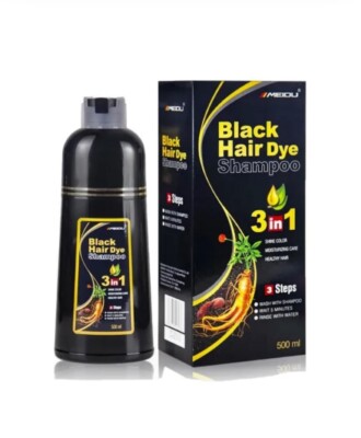 2 Bottles of Meidu Permanent Black Hair Dye Shampoo 500ml each 