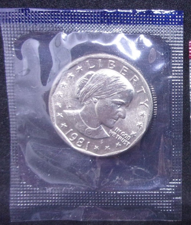 1981 P D S $1 Susan B. Anthony Dollars (In Mint Cello) Brilliant Uncirculated