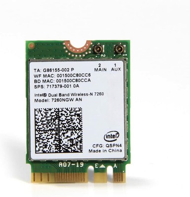 Intel 7260NGW 802.11AC NGFF/M.2 Wireless Wifi + Bluetooth BT 4.0 Mini WLAN Card