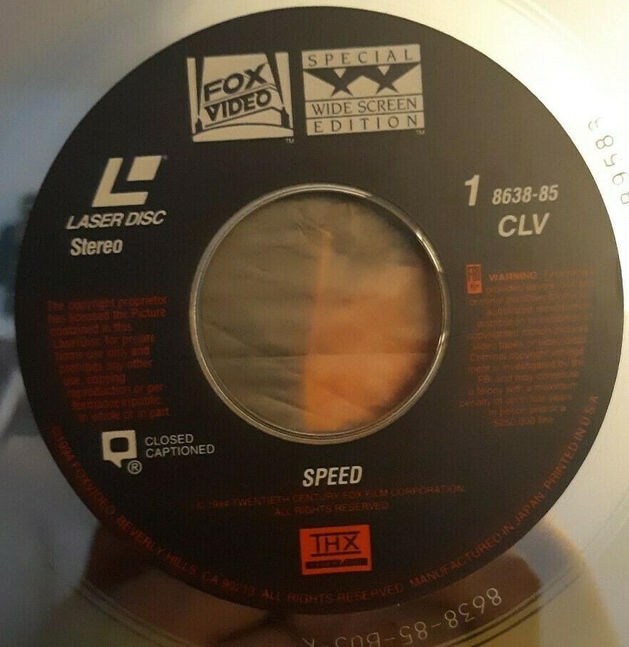 Speed  Laser Disc shrink still on Keanu Reeves-Sandra Bullock-Dennis Hopper