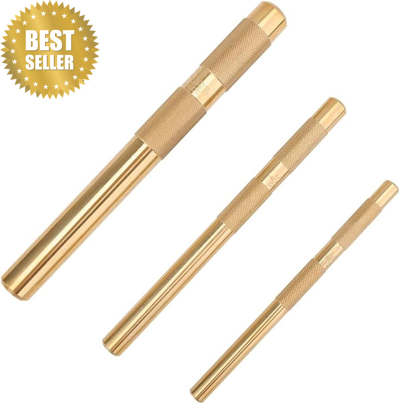 Brass Drift Punch Set, 25075 25076 25077 Brass Punches 3-Piece with 3/4 Inch, 1/