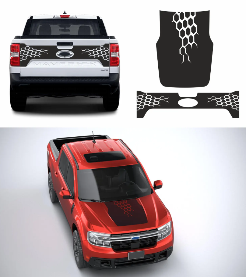 Ford Maverick Bonnet Stripe Tailgate Graphics Kit Vinyl Decals Custom