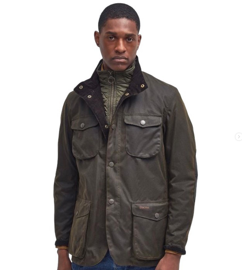 Pre-owned Barbour Ogston Wax Jacket W/ Elbow Patches Olive Msrp$625 Rugged Sophistication In Green