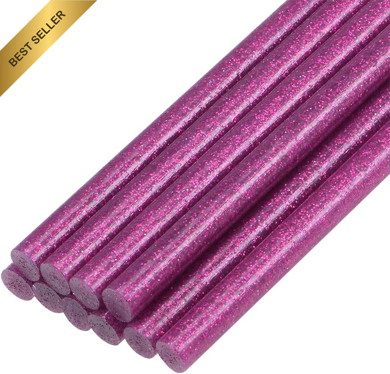 Mini Hot Glue Sticks for Glue Gun 0.27-Inch X 4-Inch Rose Red Glitter 10Pcs