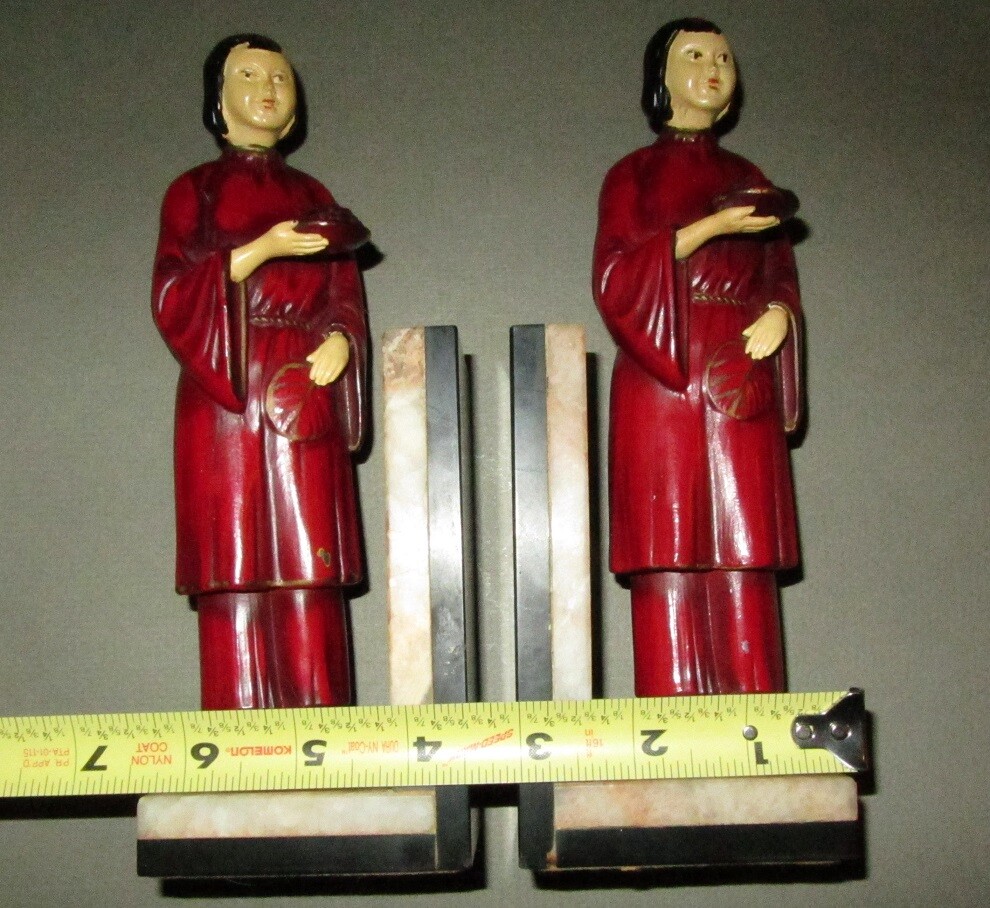 HIRSCH painted spelter French bronze book ends - very rare