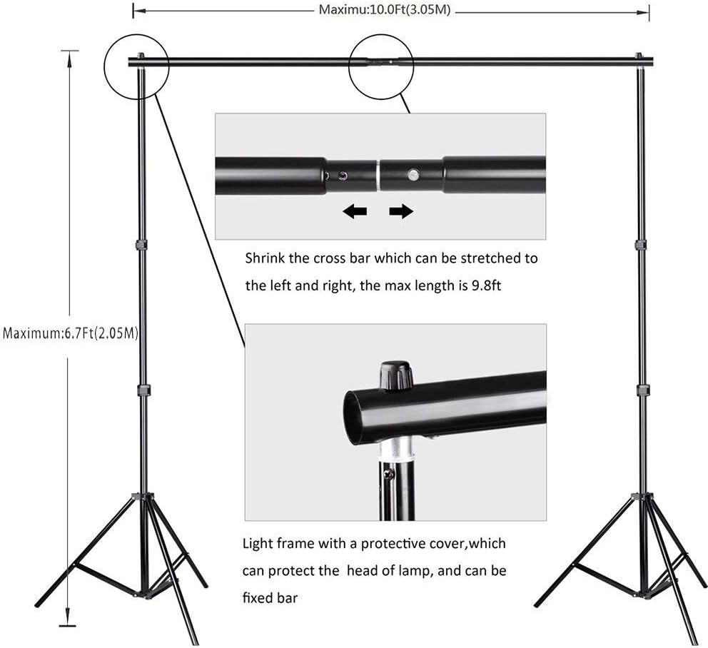 Photography Photo Video Studio Background Stand Support Kit , 3 Muslin