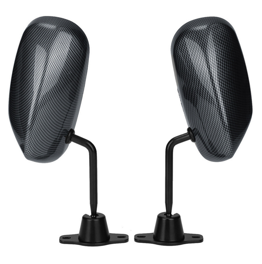 Pair F1 Style Carbon Fiber racing side mirror wide angle lens Manual Adjustment