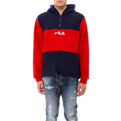 

FILA Bruno 1/2-Zip Fleece Hoodie Mens Peacot Chinese Red Sportswear Sweatshirt, Красный