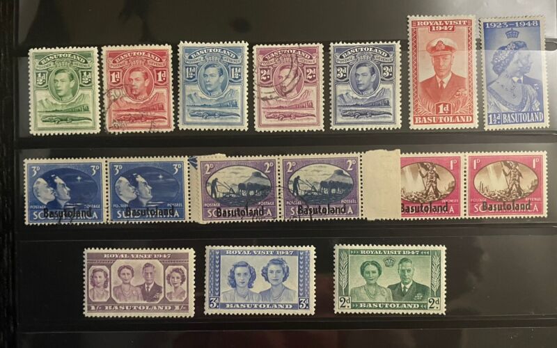 A Set Of Vintage Basutoland Stamps 1938-45-47 Used+Mint