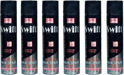 6X Simco Swift Power Hair Spray No Stickiness No Flaking Mega Strong - 250 ML