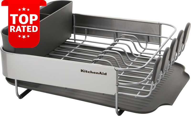 Compact Charcoal Grey Dish Drying Rack Space-Saving Kitchen Organizer