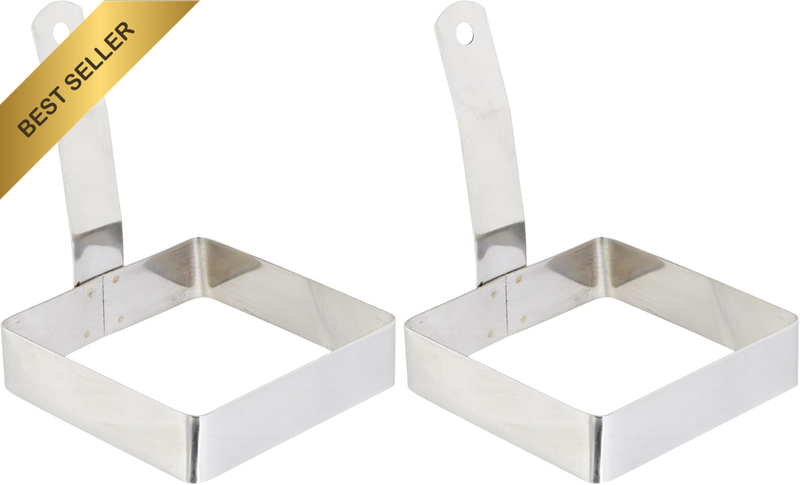 X 4-Inch Square Egg Ring, Medium, Stainless Steel (Pack of 2)