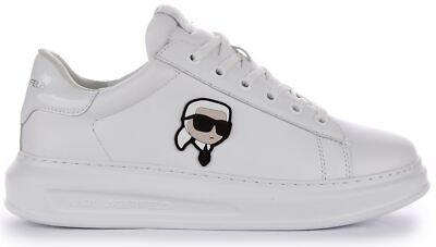 Pre-owned Karl Lagerfeld Kapri Mid Cut Low Mens Sneaker White Mono Us 6 - 13