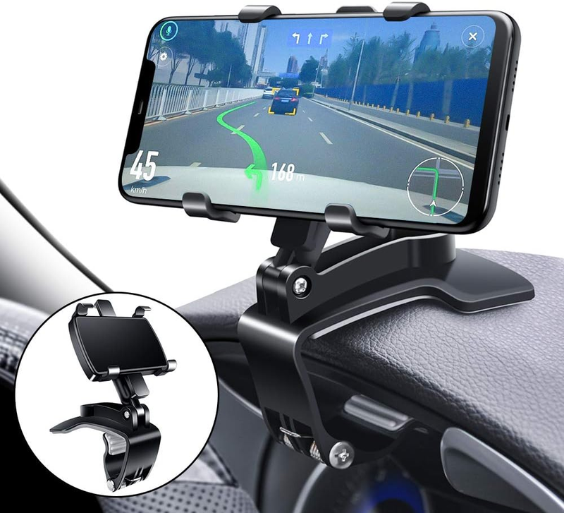 Car Phone Mount, 360 Degree Rotation Dashboard Clip Mount, Compatible with iPhon