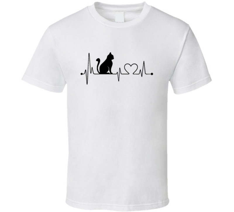 Cat Heartbeat T Shirt Loving Feline Pet Owner Tee Unisex