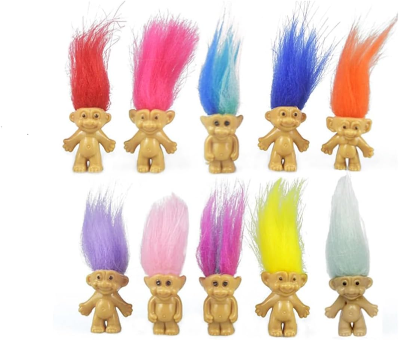 10PCS Mini Troll Dolls, PVC Vintage Trolls Lucky Doll Mini Action Figures 1.2"