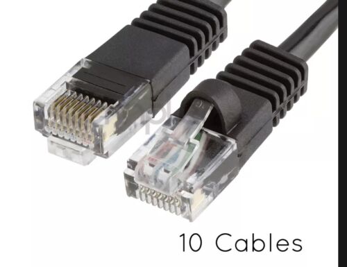 10x 10ft CAT5e Cable Ethernet Lan Network CAT5 Patch Cord Blac...
