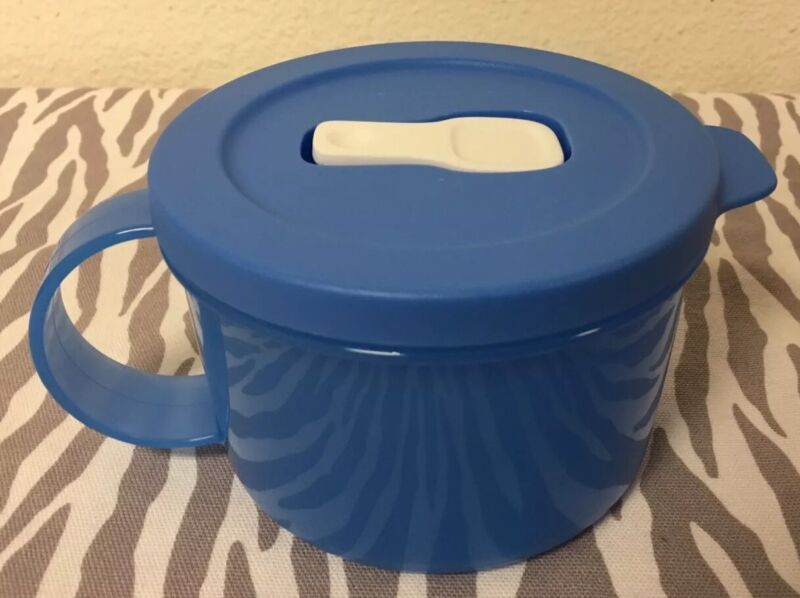 Tupperware Crystalwave Soup Mug Microwave Blue 2 Cups New