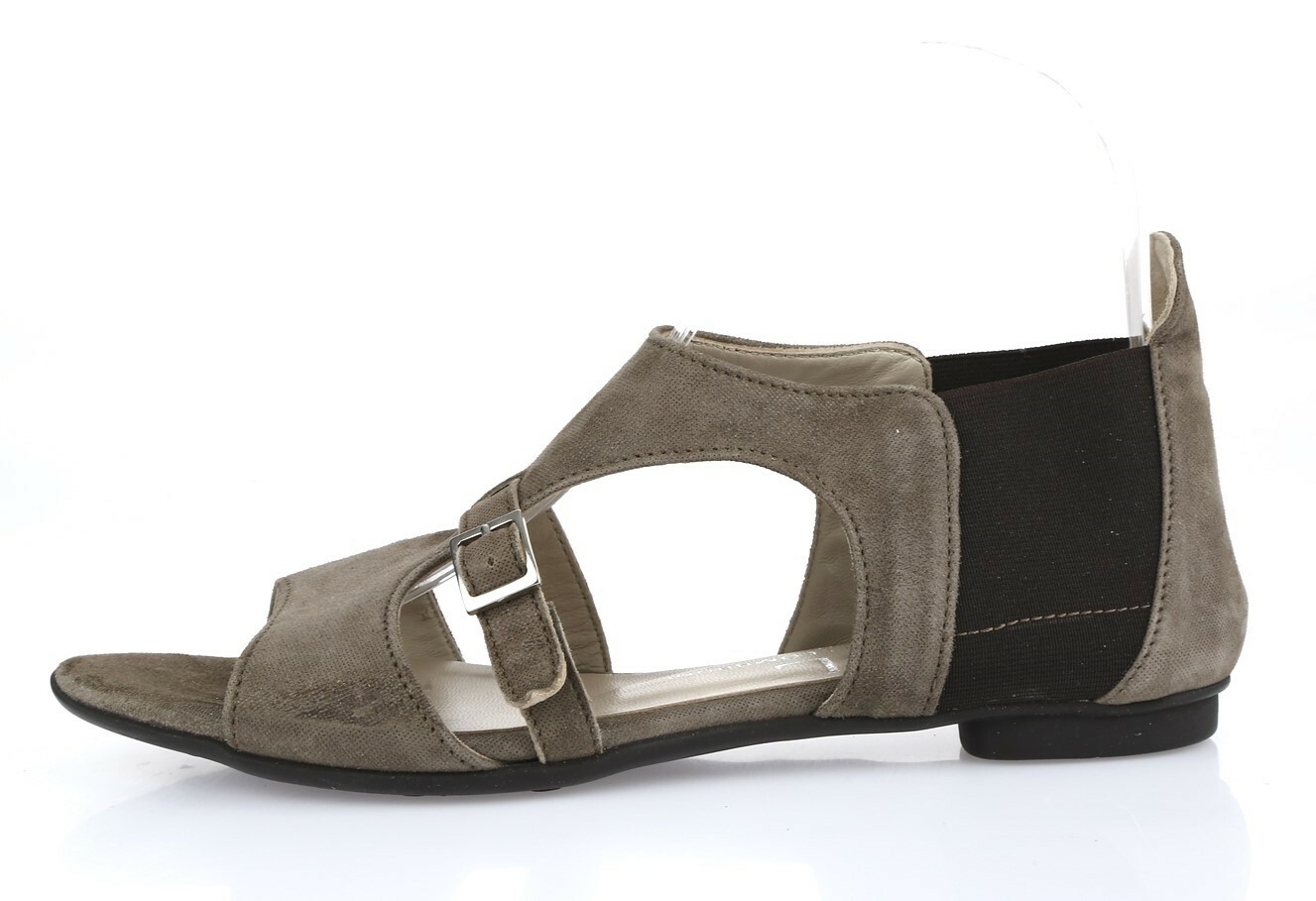Womens AGL 214885 Brown Taupe Shimmer Suede Pull On Flat Casual Sandals Size 36