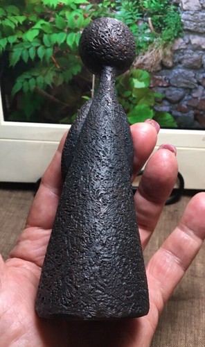 Black Resin Figurine of Woman MCM  - Candle Holder? Unknown Origin; EUROPEAN