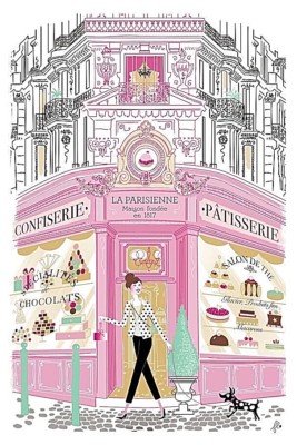 TORCHONS & BOUCHONS, FRENCH PASTRY SHOP FACADE, PRINTED FRENCH KITCHEN TOWEL(S)