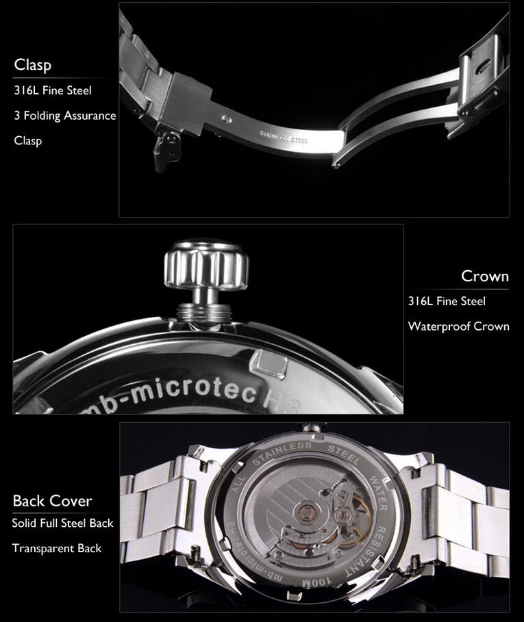 Pre-owned Epoch Men Automatic Watch Luxury Mechanical Wristwatch Luminous 10atm St2130