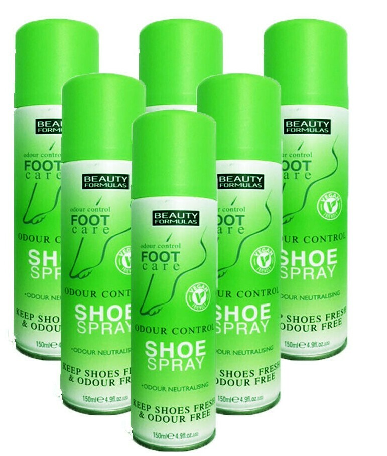 6 X BEAUTY FORMULAS SHOE ODOUR CONTROL SPRAY ANTIBACTERIAL ANTIFUNGAL