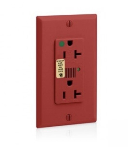 Leviton 8380-R Surge Protector Receptacle, 20 Amp, 125 Volt, 5-20R NEMA, Red