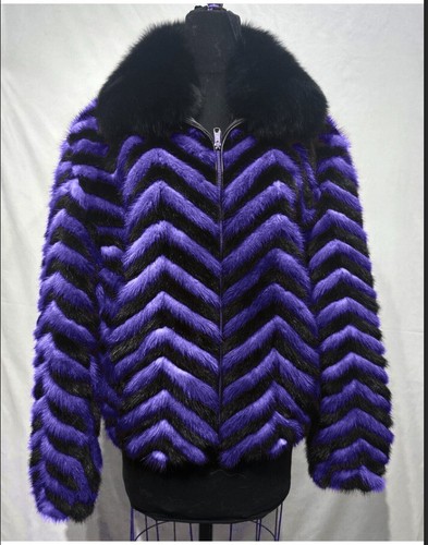 Pre-owned Handmade Man's Real Mink Fur Golden Black Zic Zac Design Jacket Coat All Sizes Pre Sale